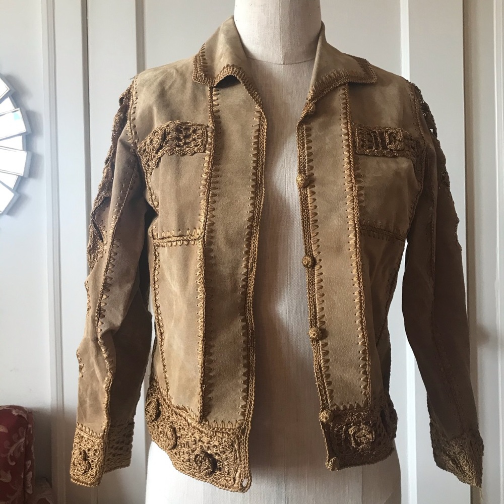 Suede crocheted jacket